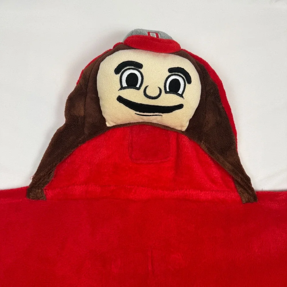 Mascot Wear Ohio State Buckeyes Brutus Youth Wearable Hooded Blanket Red 36x28
